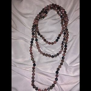 Long Marble Beaded Necklace